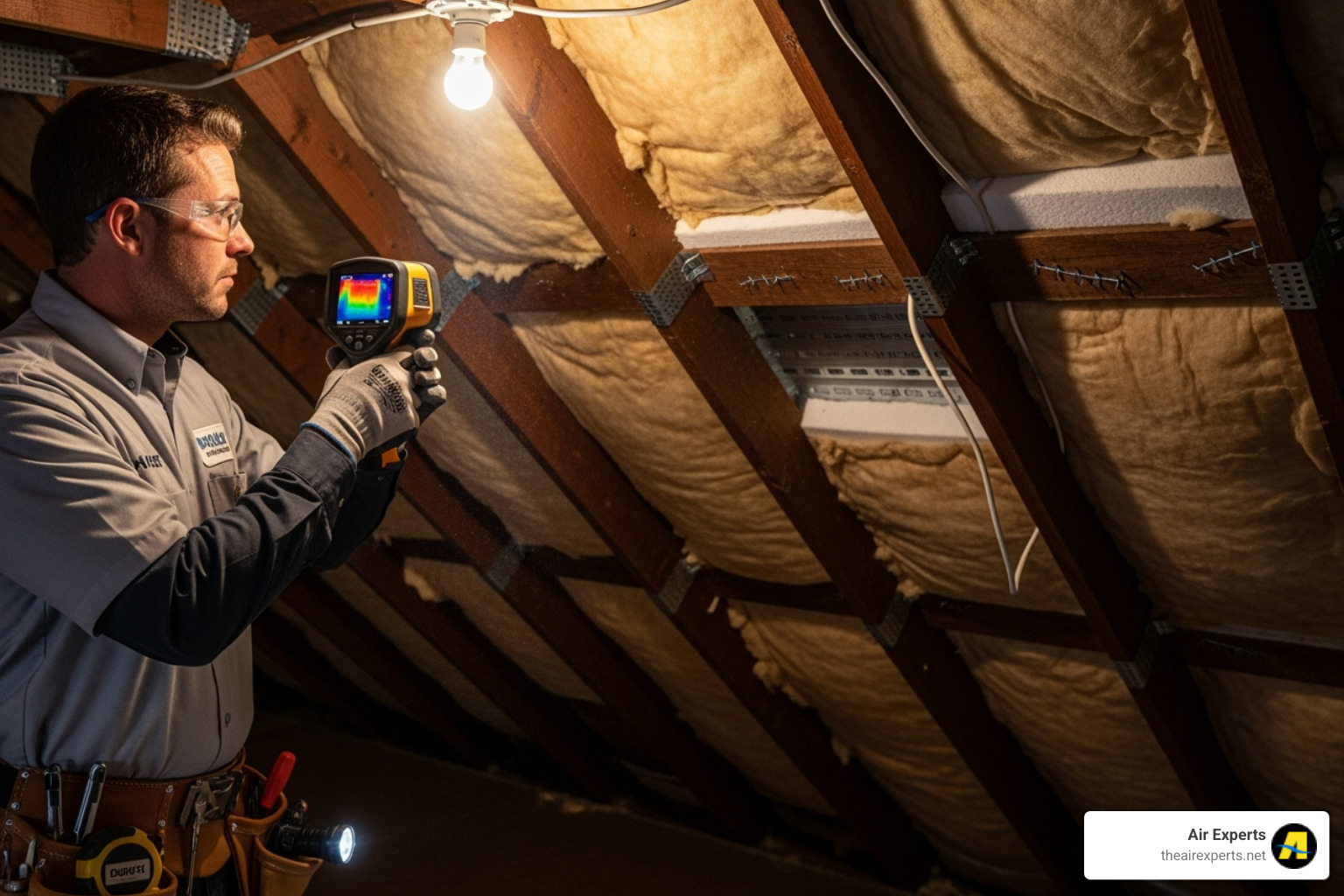 HVAC technician performing home energy assessment - AC unit sizing guide