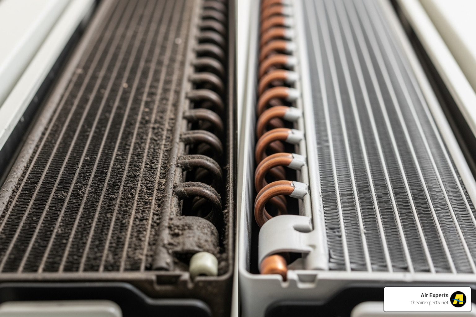 dirty vs clean mini split coil - mini split coil cleaning