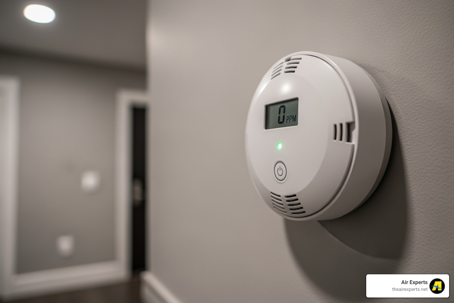 Carbon monoxide detector in a hallway - HVAC system repair
