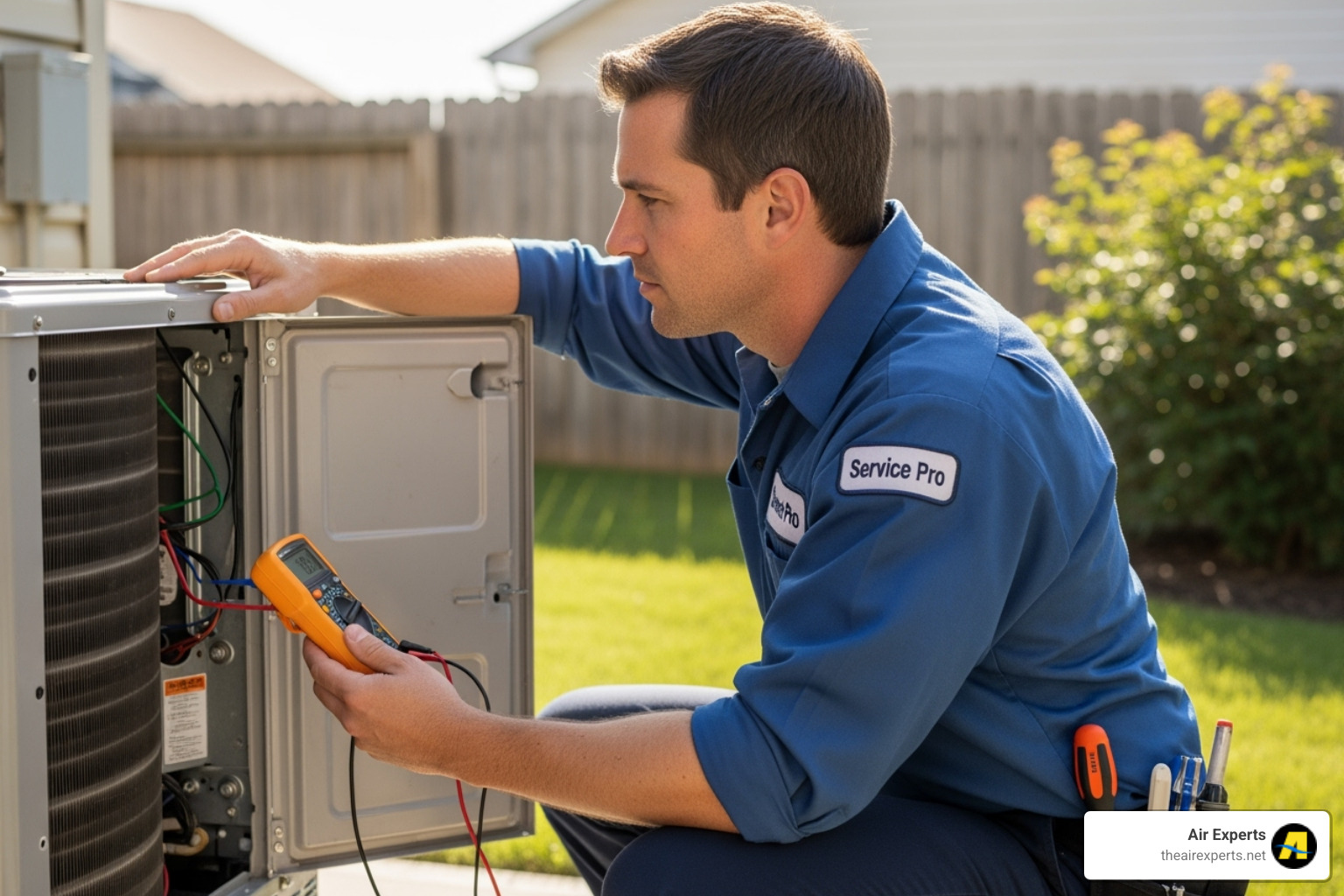 technician examining outdoor AC unit - air conditioning inspection birmingham al