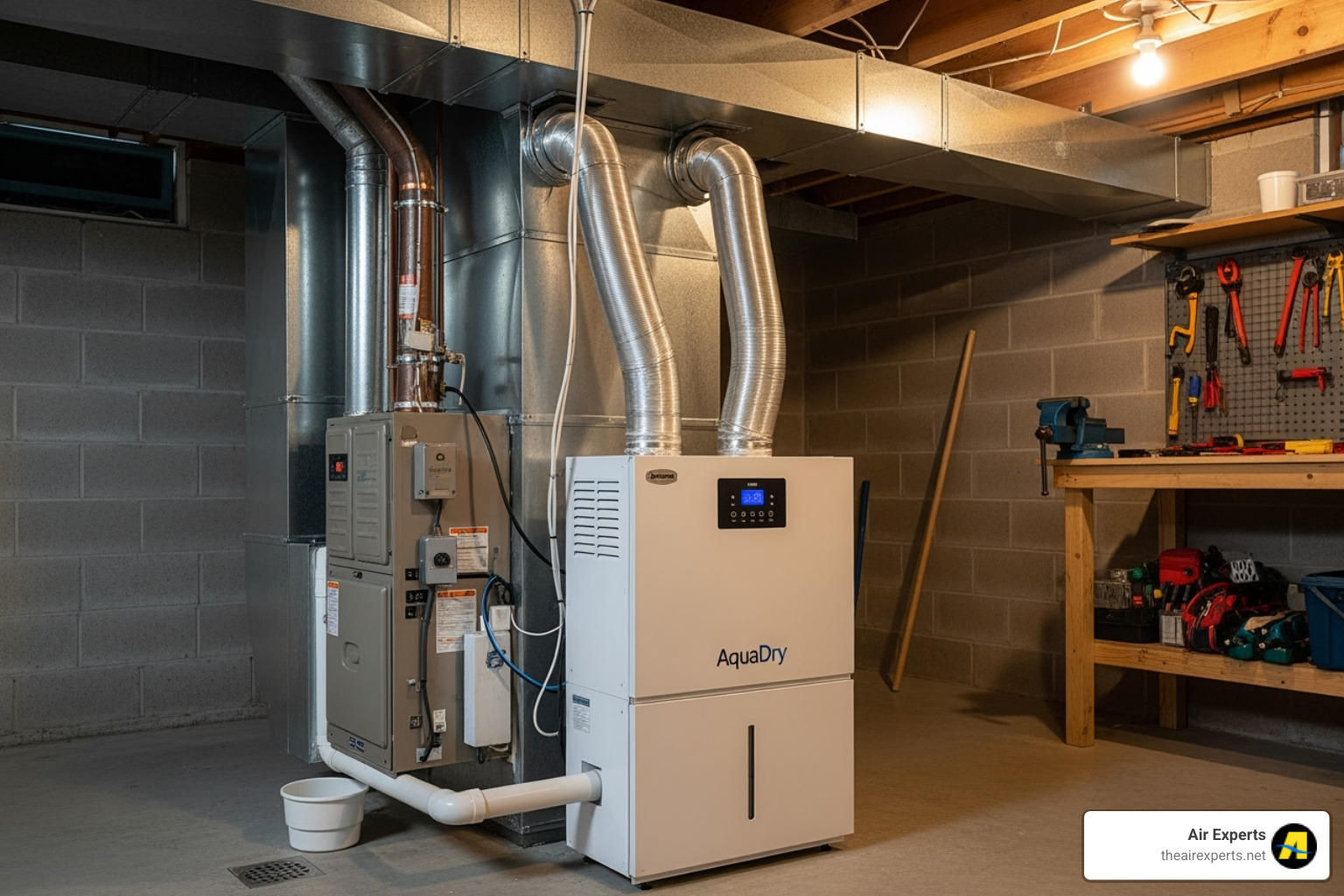 professionally installed whole-home dehumidifier connected to ductwork - whole home dehumidifier pelham al