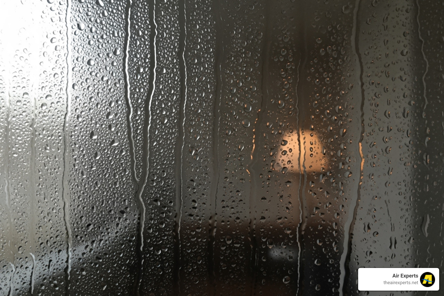 condensation dripping down a window pane - whole home dehumidifier pelham al