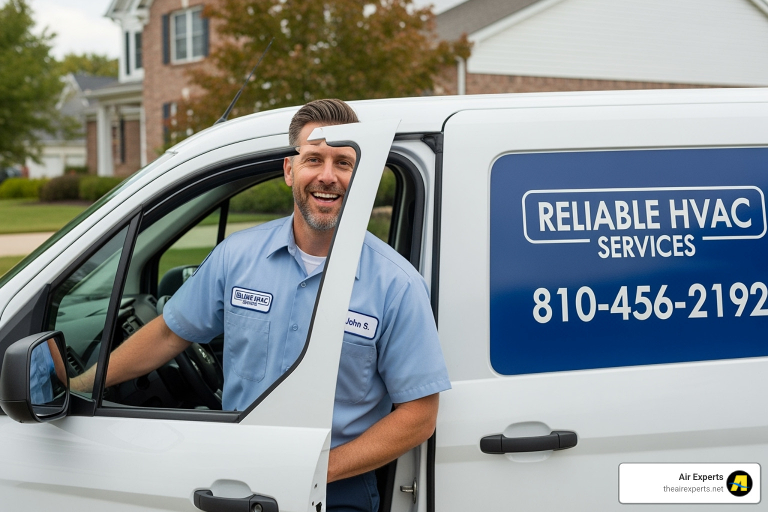 A friendly technician arriving at a home in a service van - hvac repair birmingham al A friendly technician arriving at a home in a service van - hvac repair birmingham al