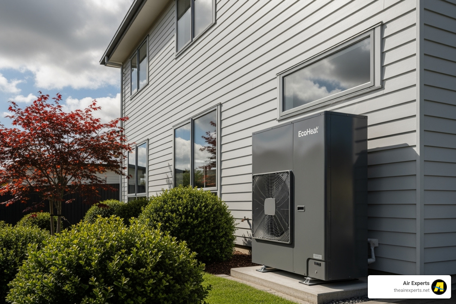 A new, modern heat pump unit installed outside a home - hvac repair birmingham al A new, modern heat pump unit installed outside a home - hvac repair birmingham al