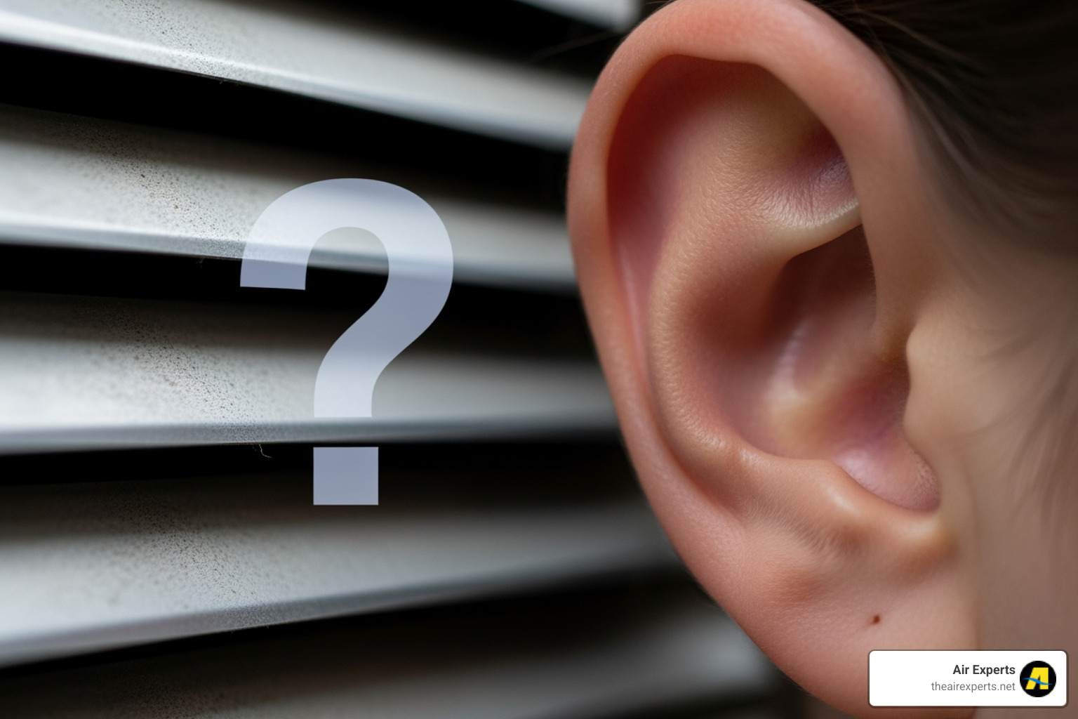 ear next to HVAC vent with question mark - HVAC system troubleshooting guide ear next to HVAC vent with question mark - HVAC system troubleshooting guide