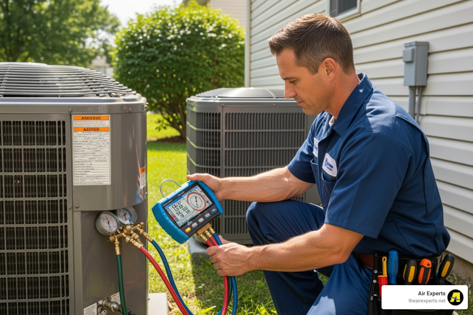 HVAC technician inspecting a unit - HVAC system troubleshooting guide HVAC technician inspecting a unit - HVAC system troubleshooting guide