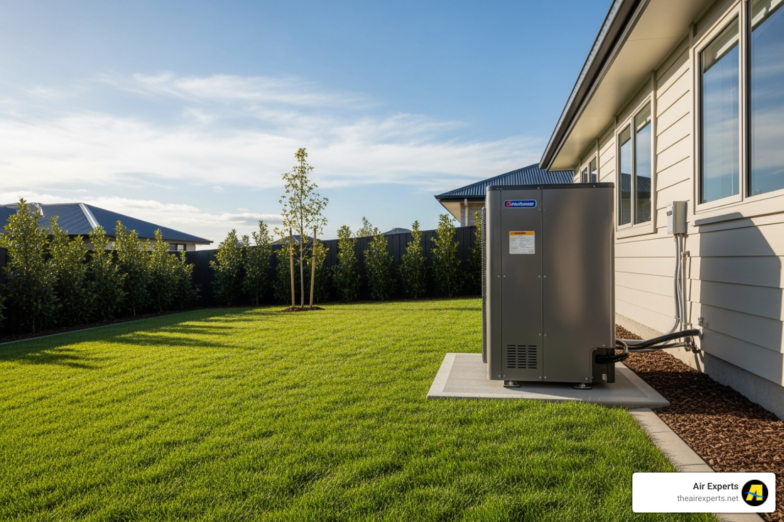 modern heat pump unit outside a suburban home - new heater installation pelham al