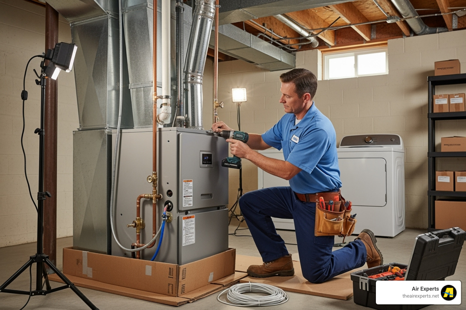 certified technician installing new furnace - new heater installation pelham al