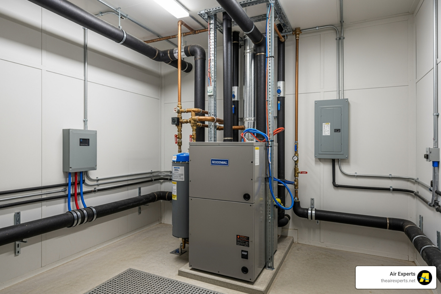 Clean, professional installation of indoor geothermal heat pump unit - geothermal heat pump sylacauga al