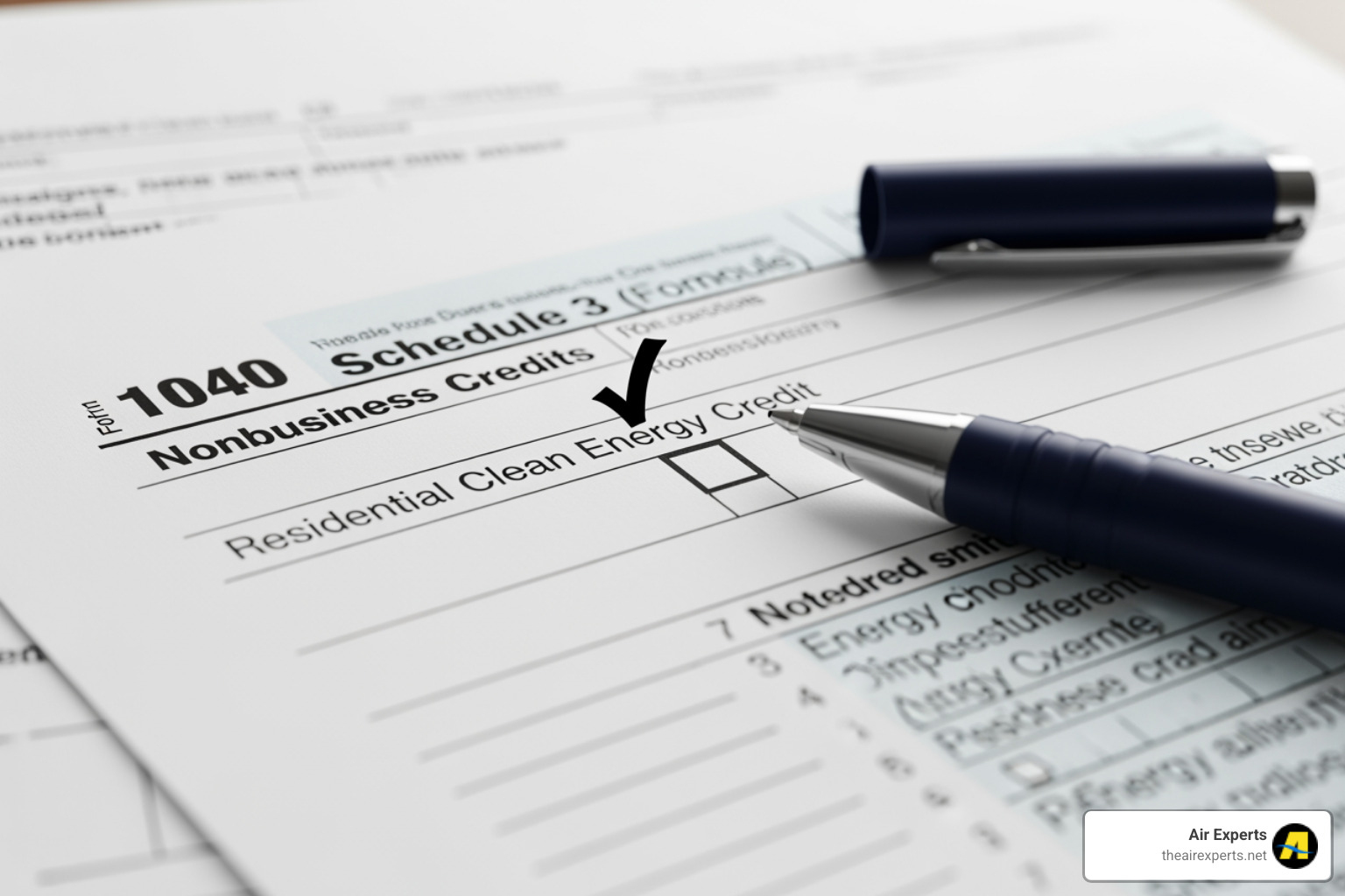 Tax form with checkmark for Residential Clean Energy Credit - geothermal heat pump sylacauga al