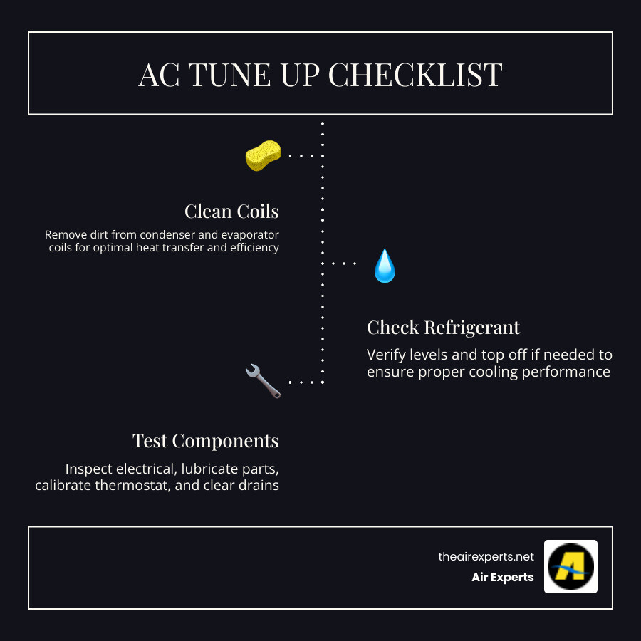 Infographic showing multi-point AC tune up inspection checklist for Pell City AL homeowners - ac tune up pell city al
