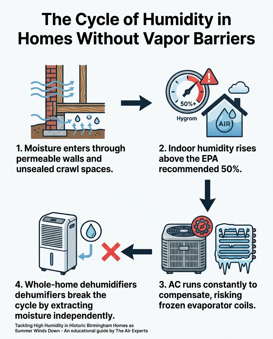 The Cycle of Humidity in Homes Without Vapor Barriers