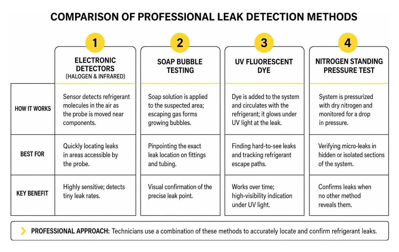 Comparison of professional leak detection methods