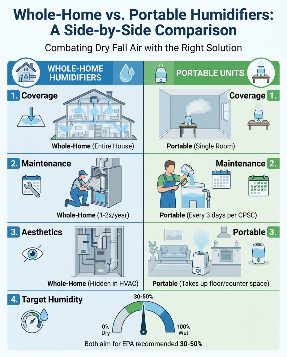 Whole-Home vs. Portable Humidifiers: A Side-by-Side Comparison