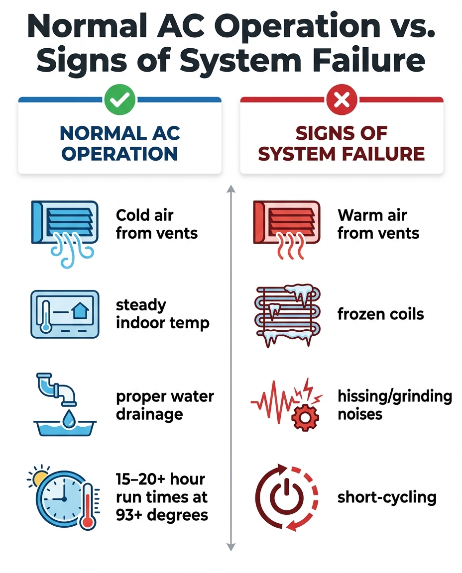 Normal AC Operation vs. Signs of System Failure