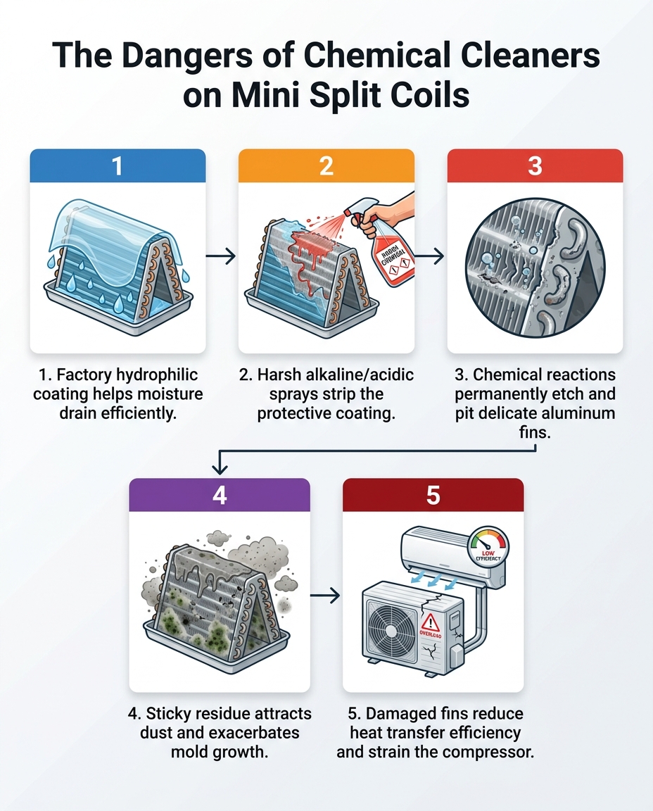 The Dangers of Chemical Cleaners on Mini Split Coils