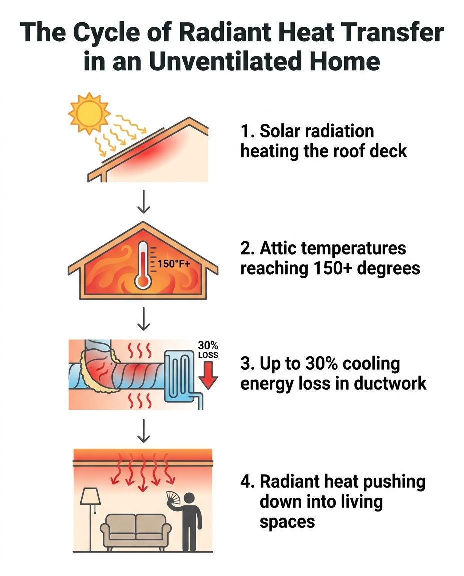 The Cycle of Radiant Heat Transfer in an Unventilated Home