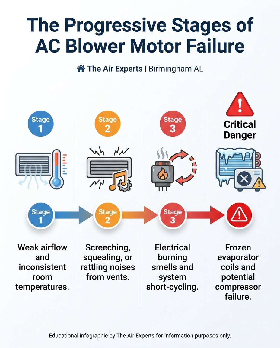 The Progressive Stages of AC Blower Motor Failure