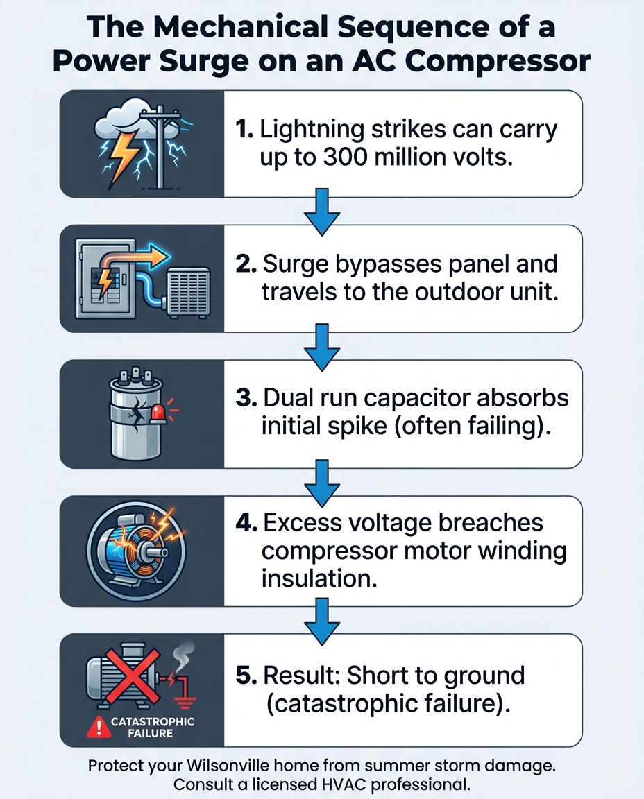 The Mechanical Sequence of a Power Surge on an AC Compressor