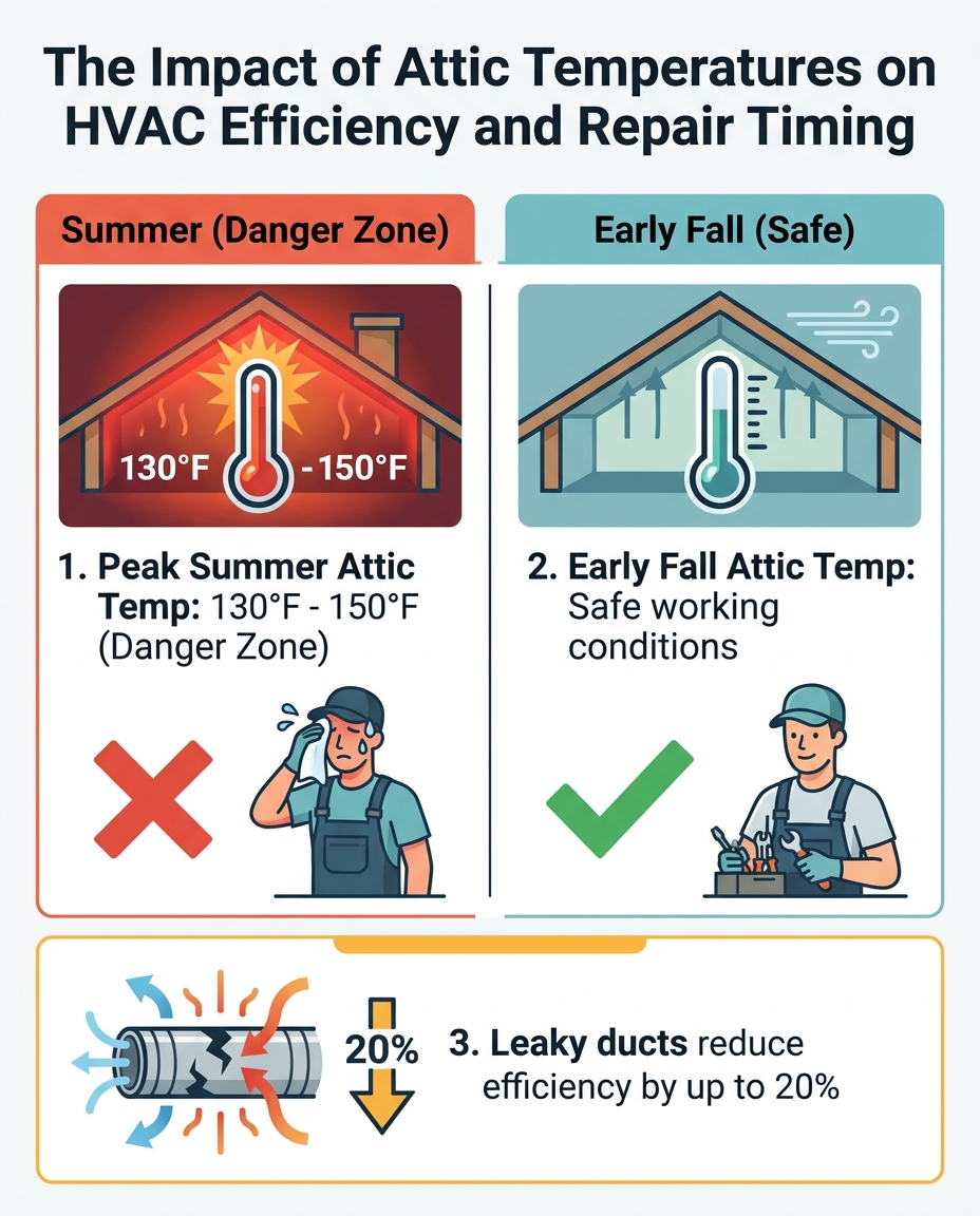 The Impact of Attic Temperatures on HVAC Efficiency and Repair Timing