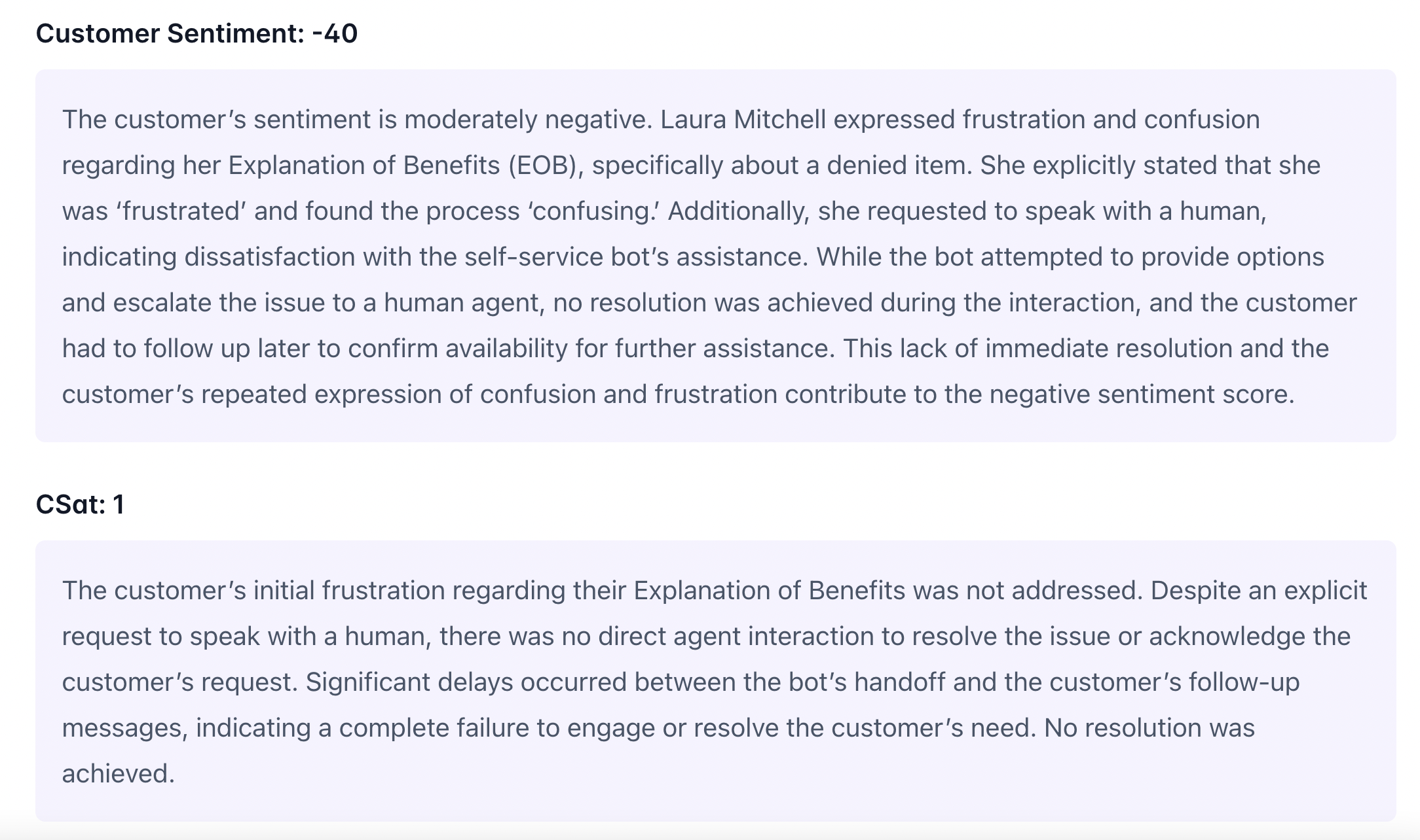 customer sentiment analysis example