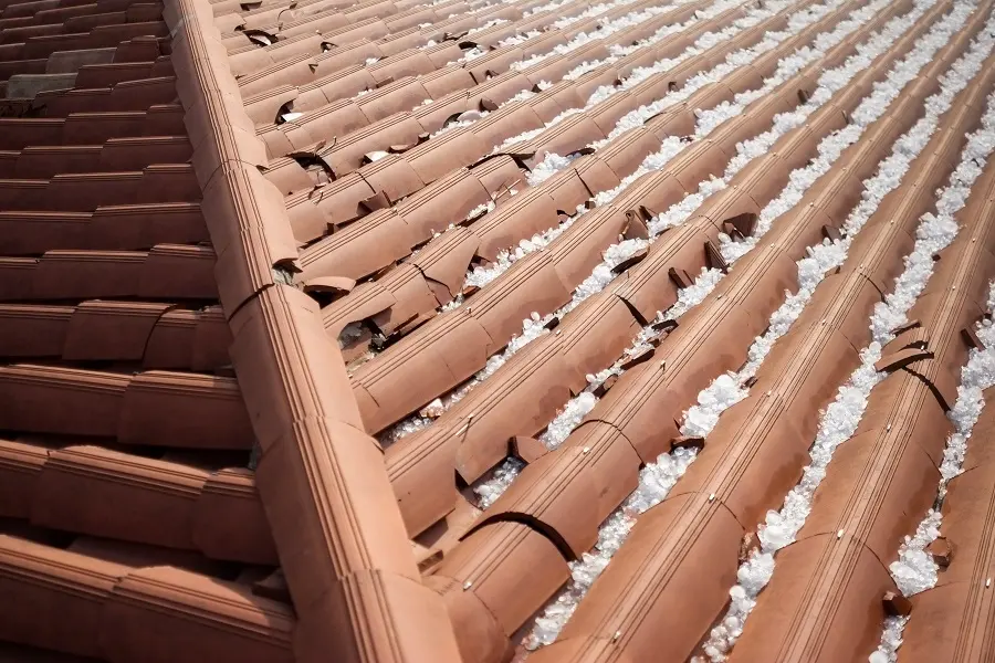 hail damage of a roof