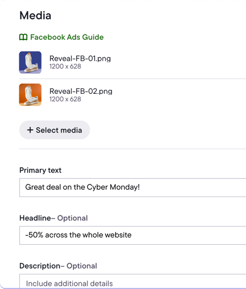 Media creative sets, interface Birch