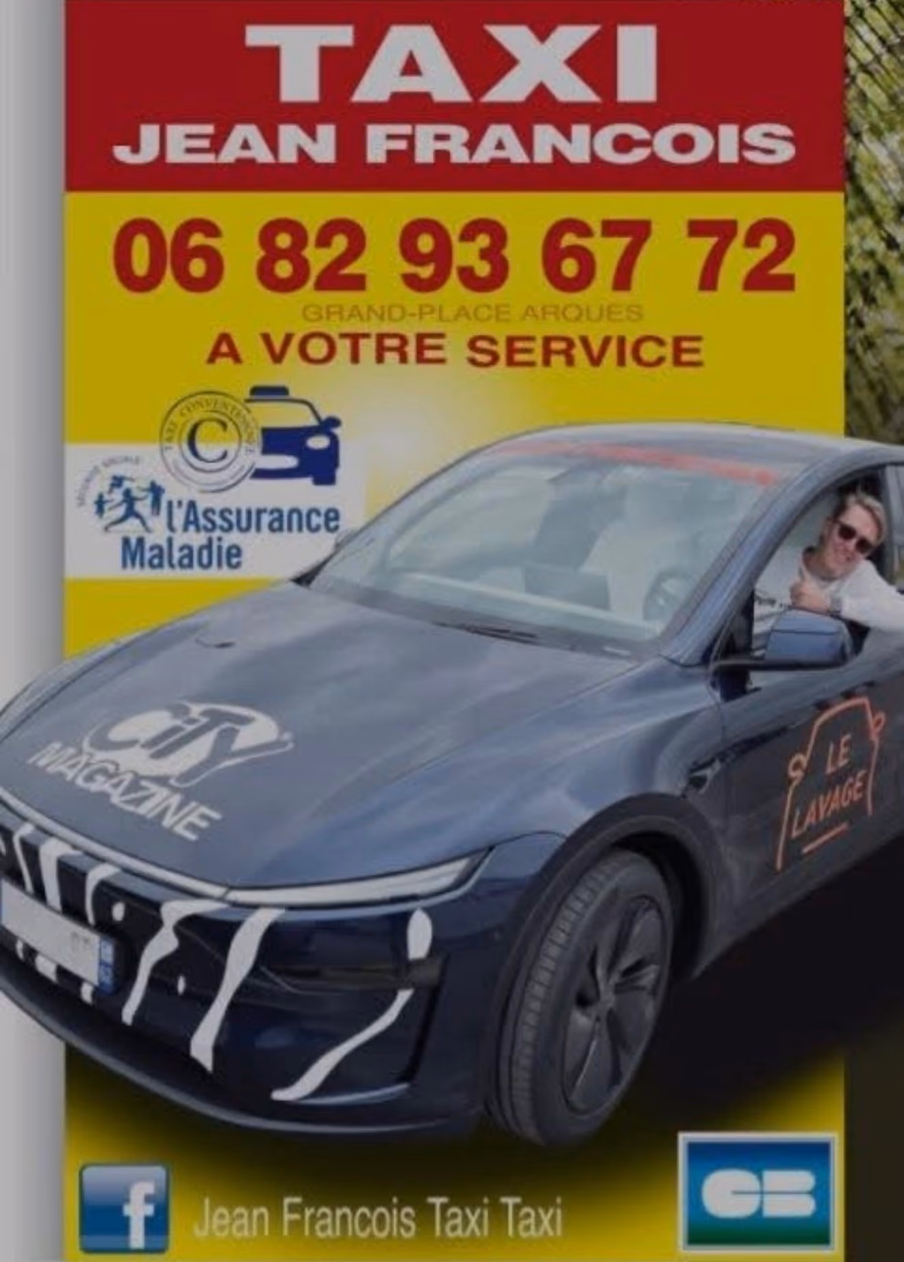Photo de face du Taxi Tesla TaxiJeanFrancois