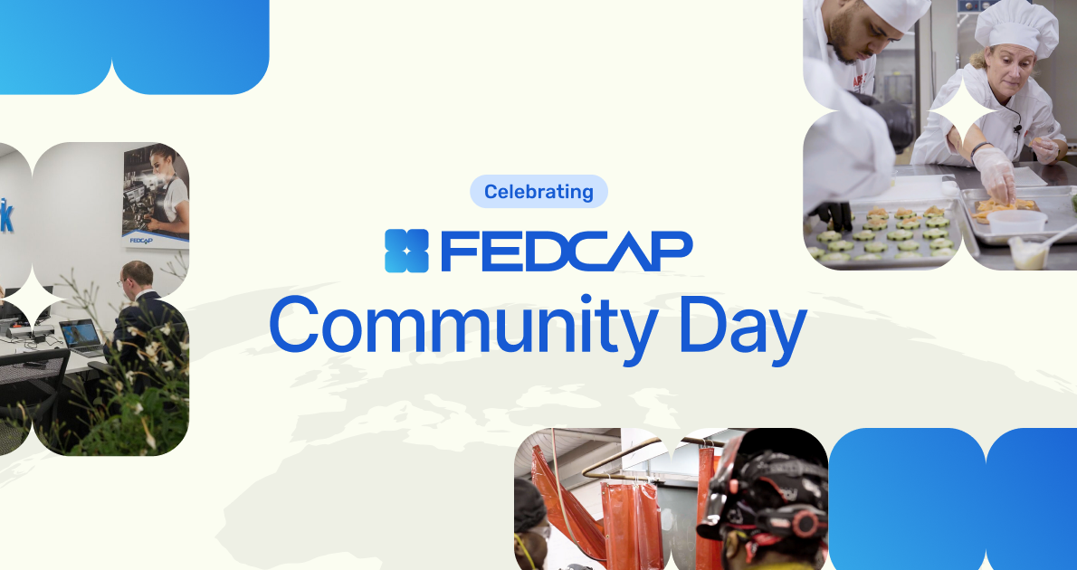 Fedcap Community Day Banner with photos of staff participating in event