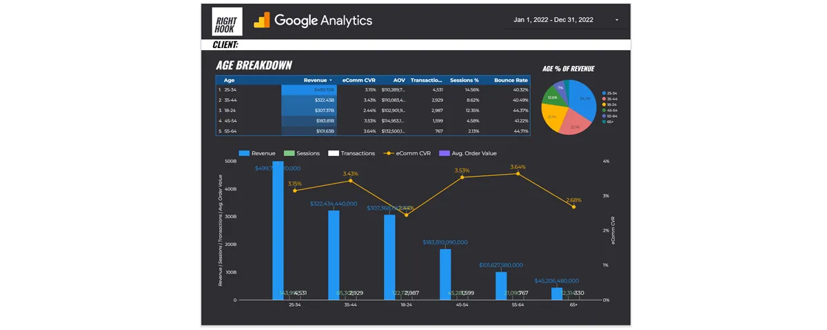 Google data studio age breakdown report
