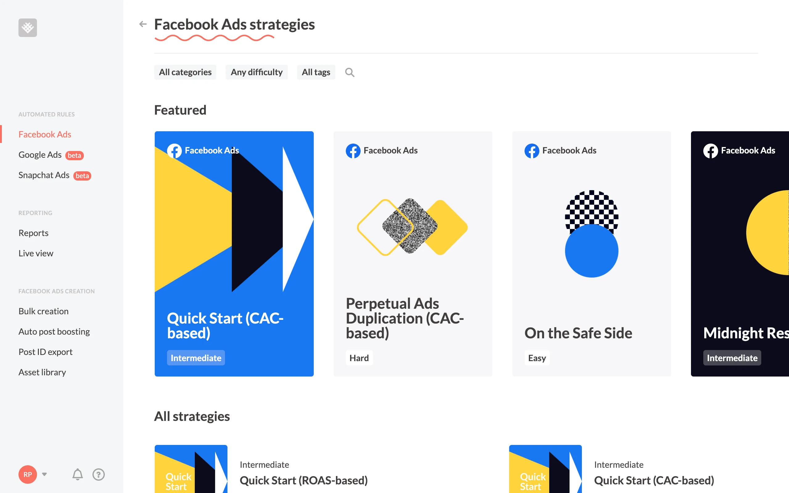 Revealbot rule templates