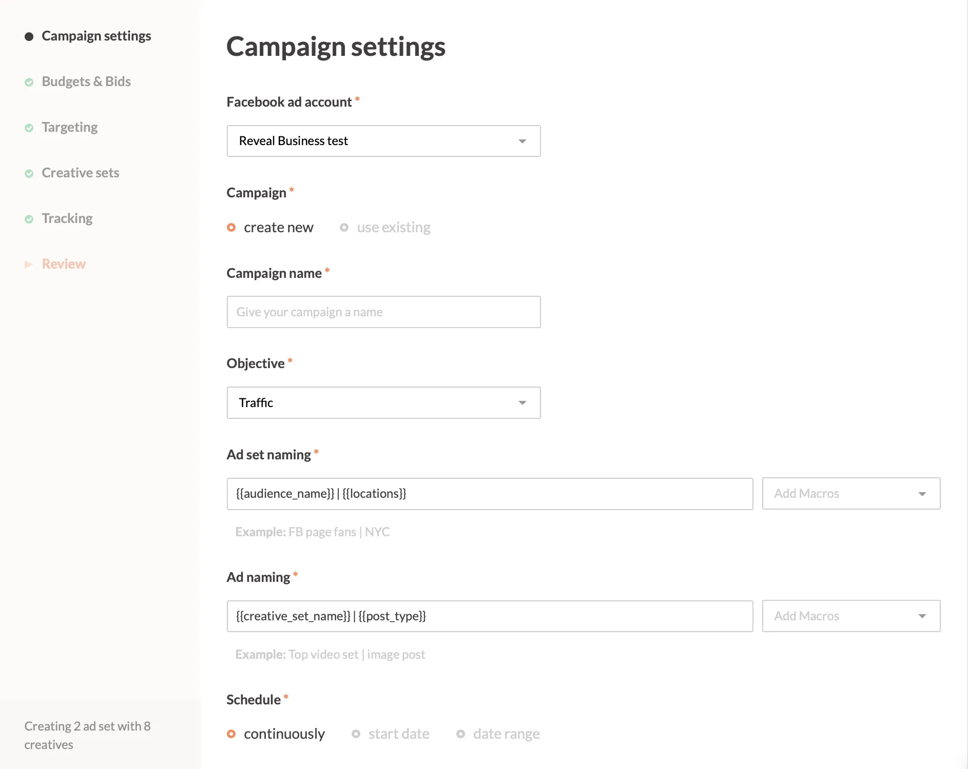 Bulk upload campaign settings