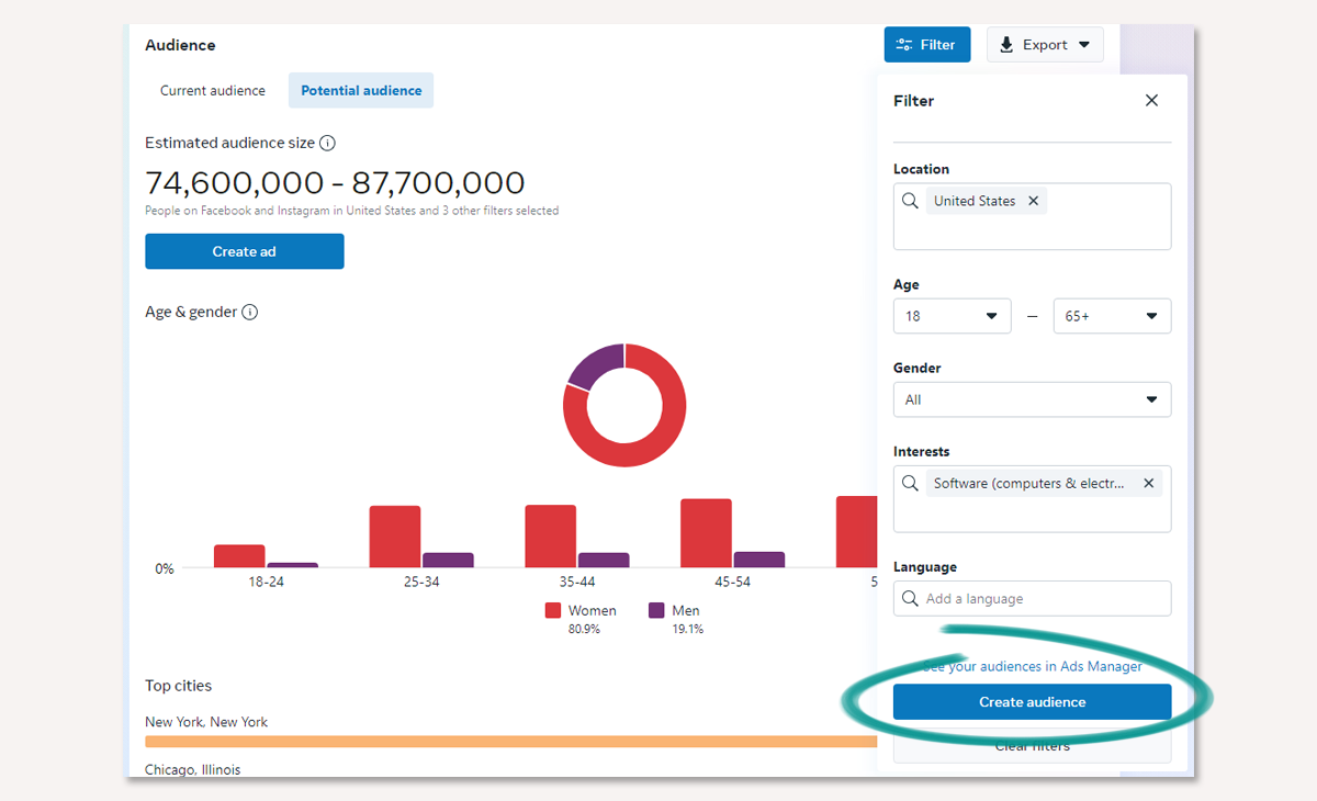 How to save audiences in Facebook Audience Insights