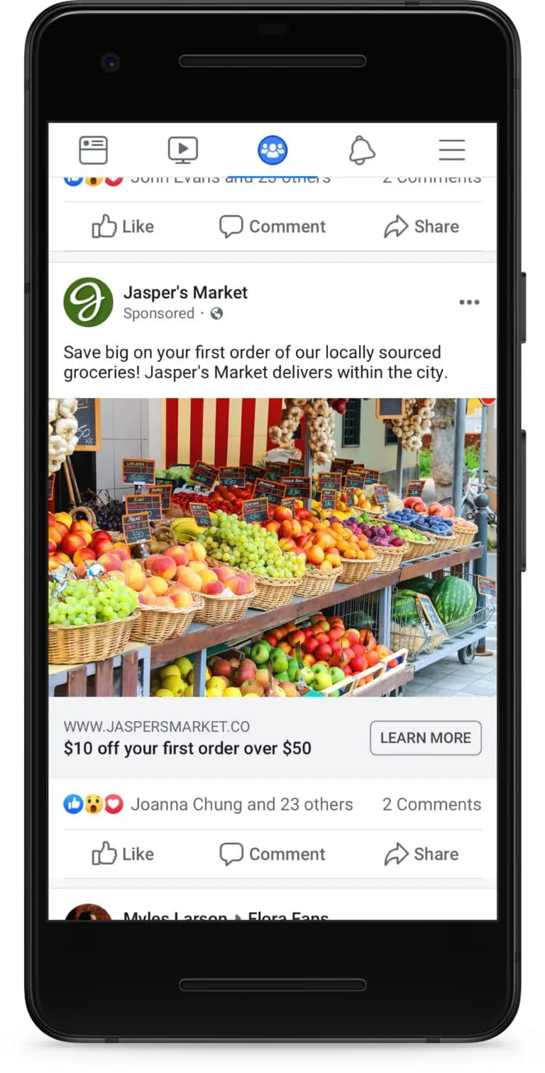 Facebook ads in the groups tab