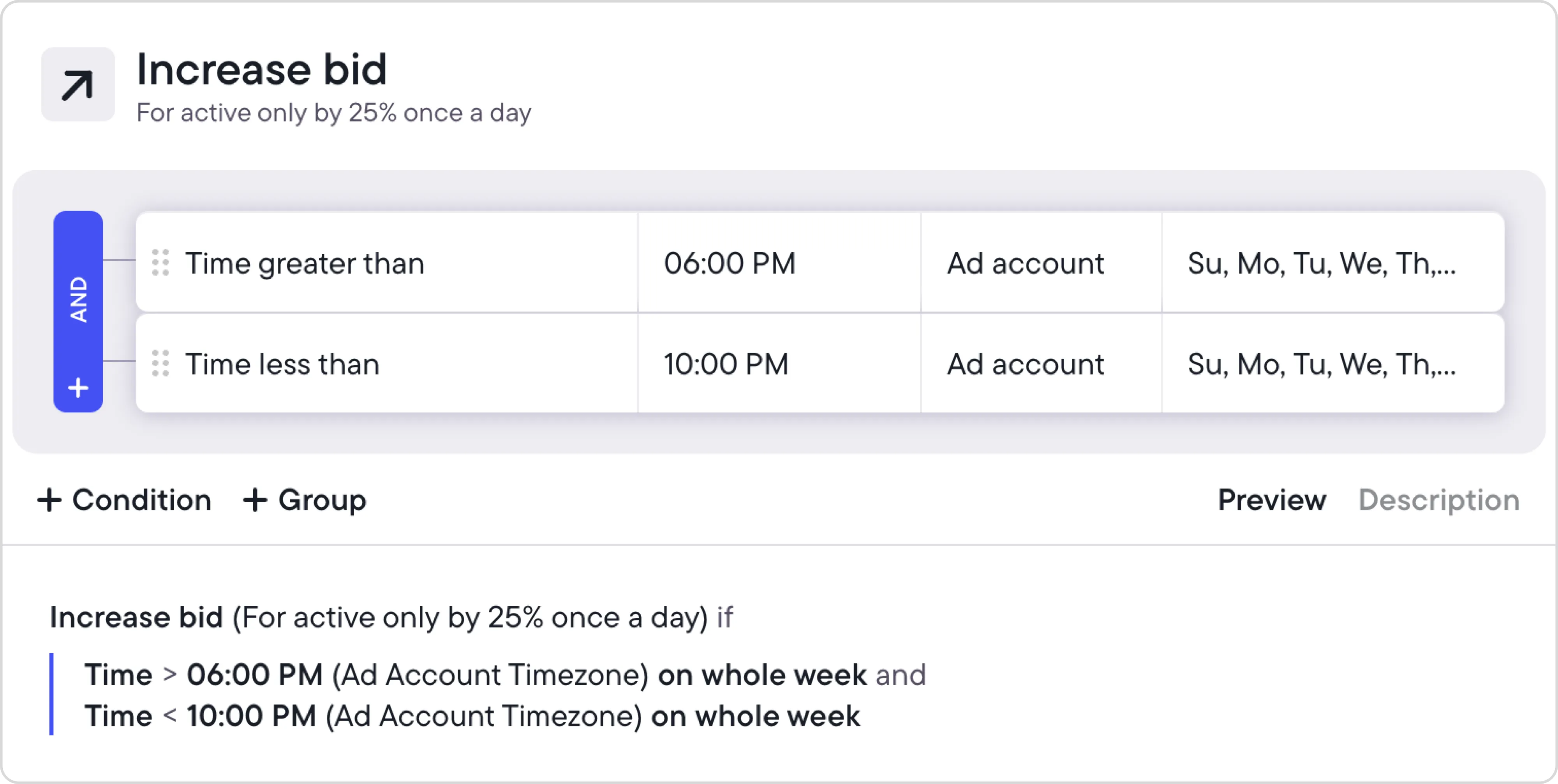 Bïrch rule setup to increase bids