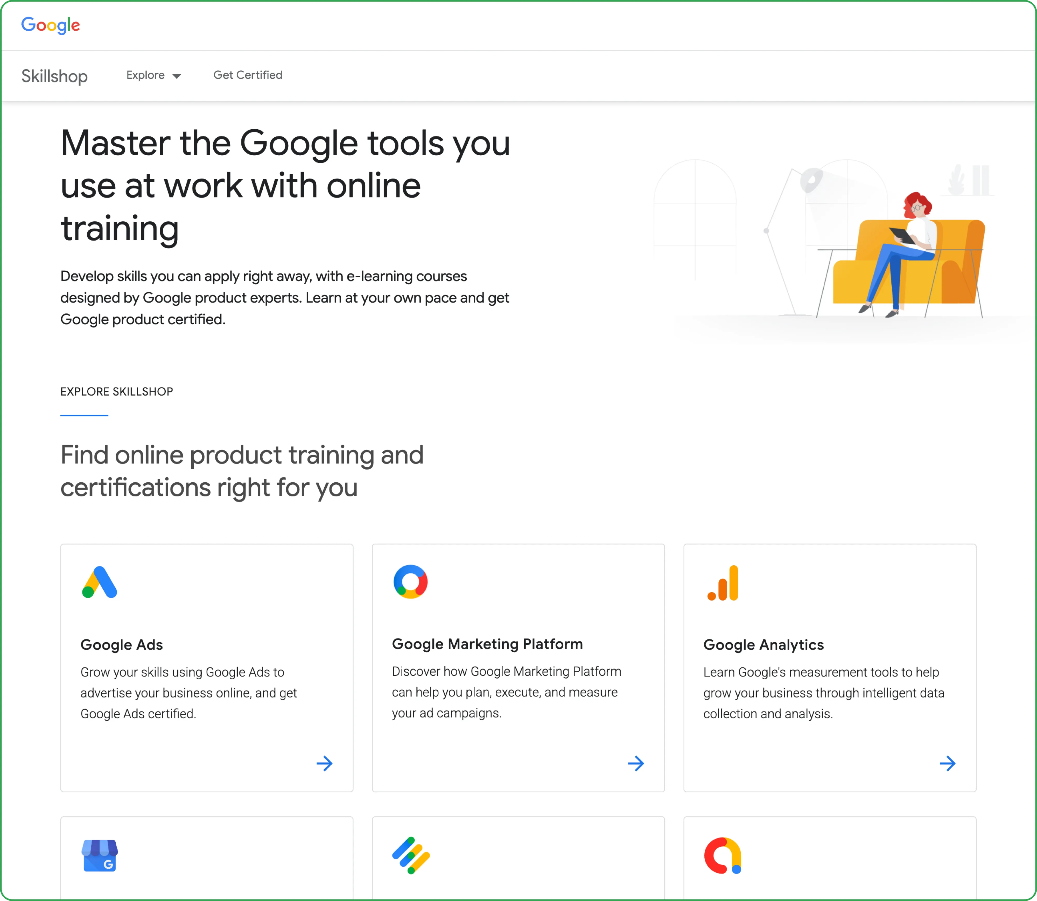 google skillshop home page