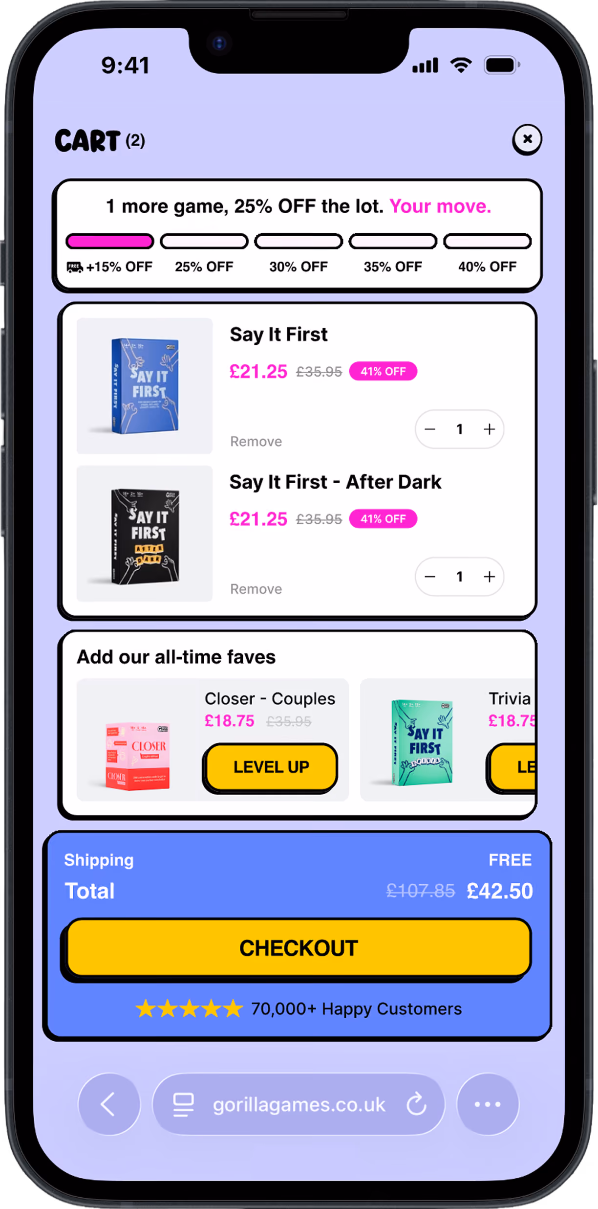 Games & hobbies product page after the redesign