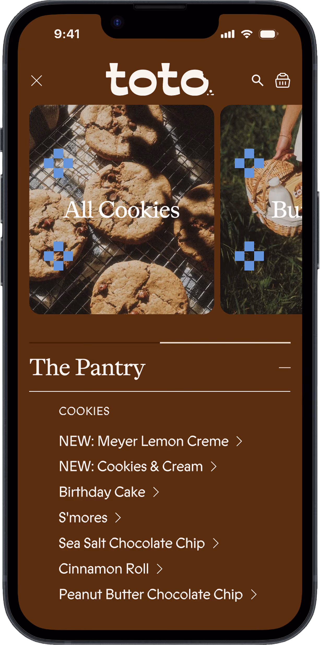 Food & beverages product page before the redesign