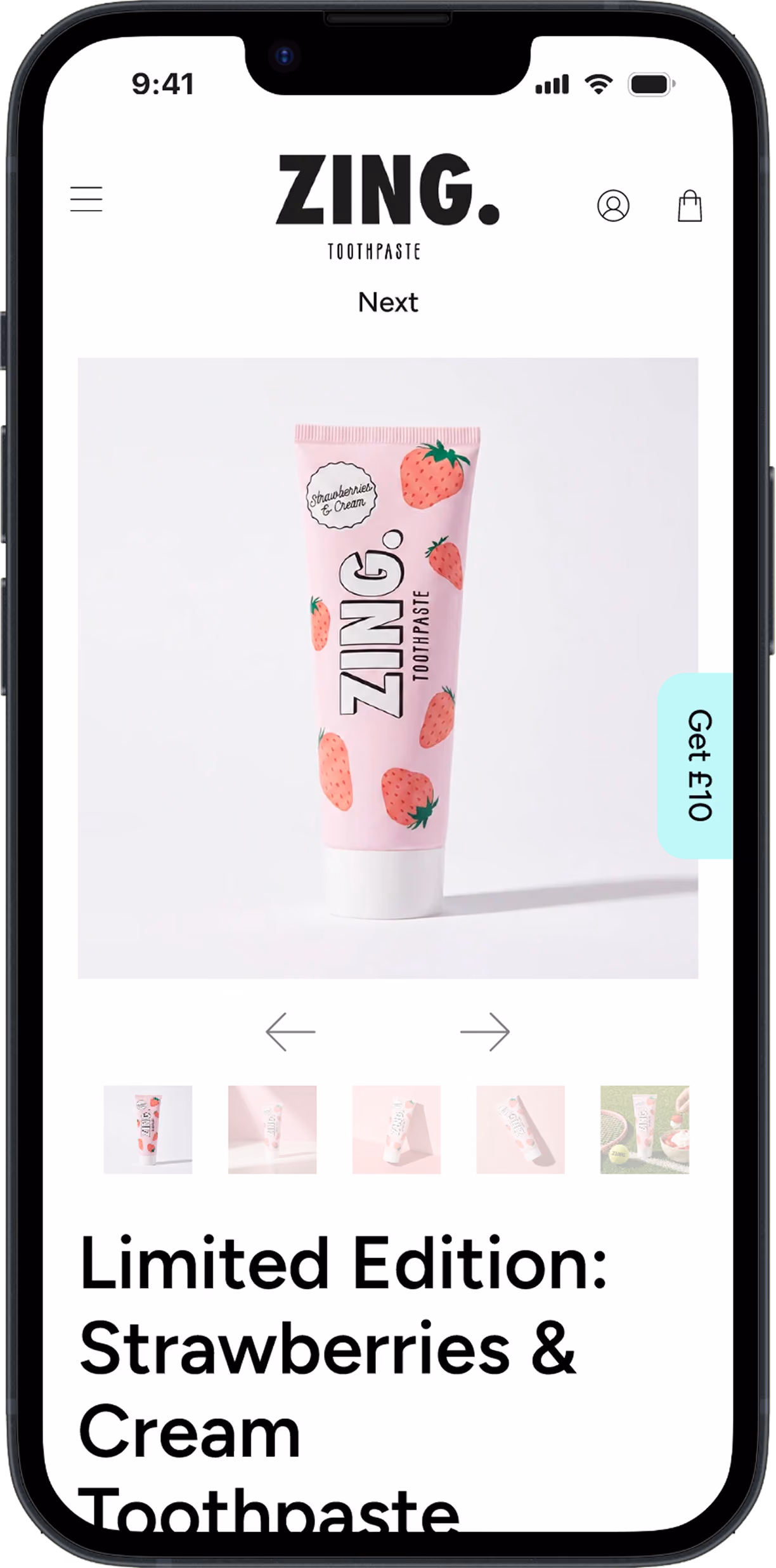Zing product page before the redesign