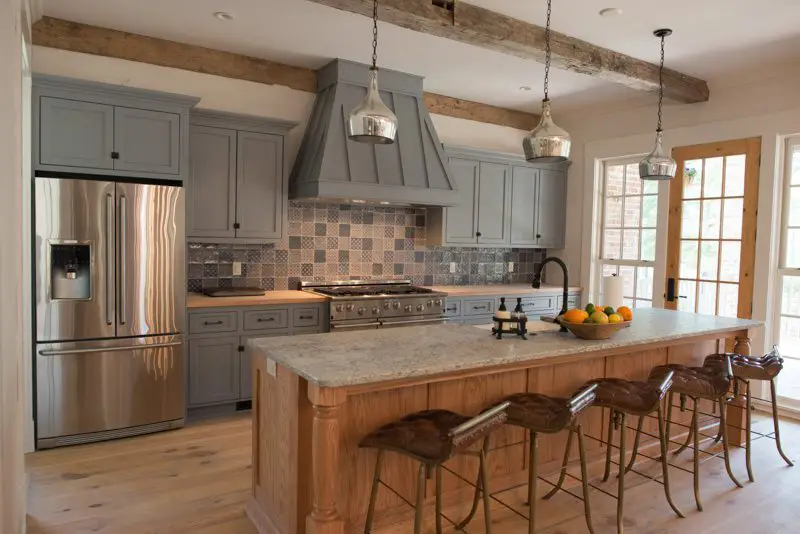 Interior shot of kitchen with modern farmhouse style