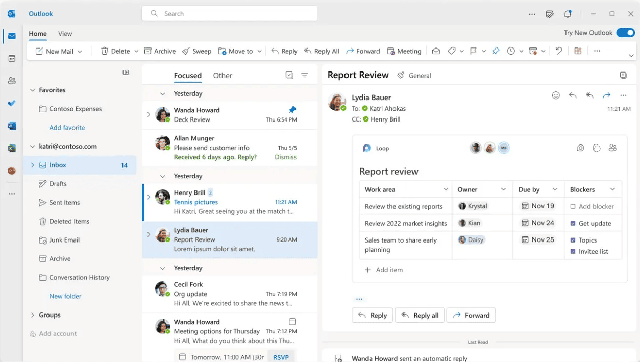 Outlook on desktop