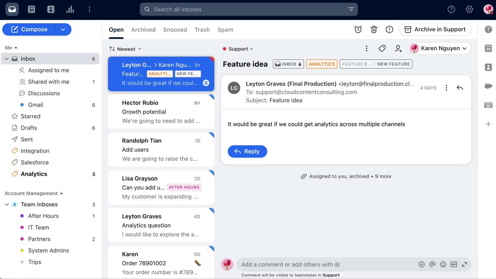 Shared inbox in Front