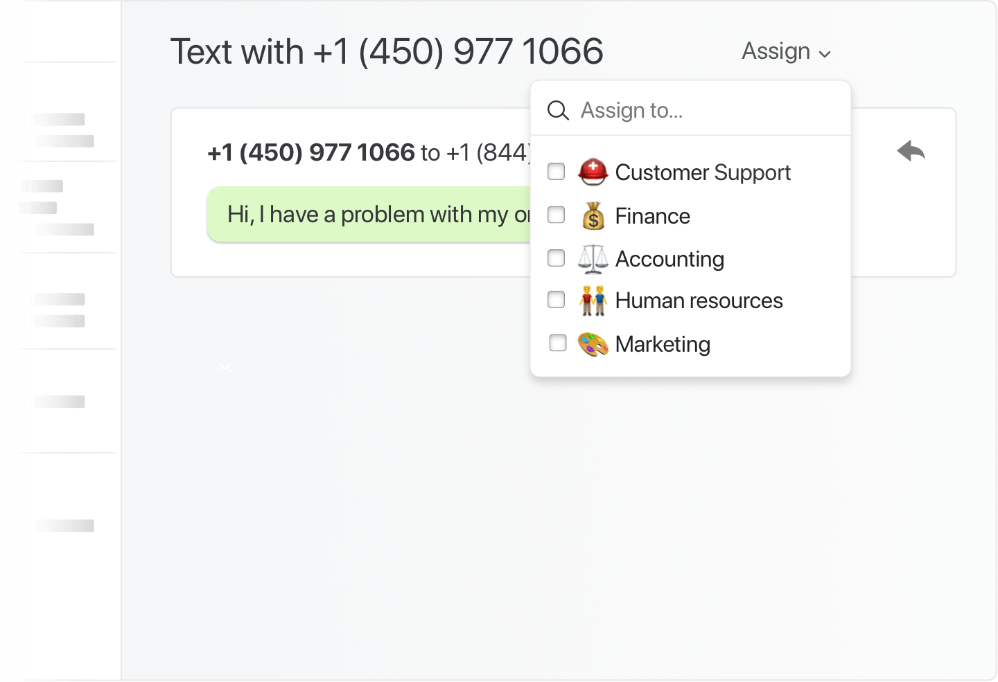 Assigning a conversation to a team in Missive
