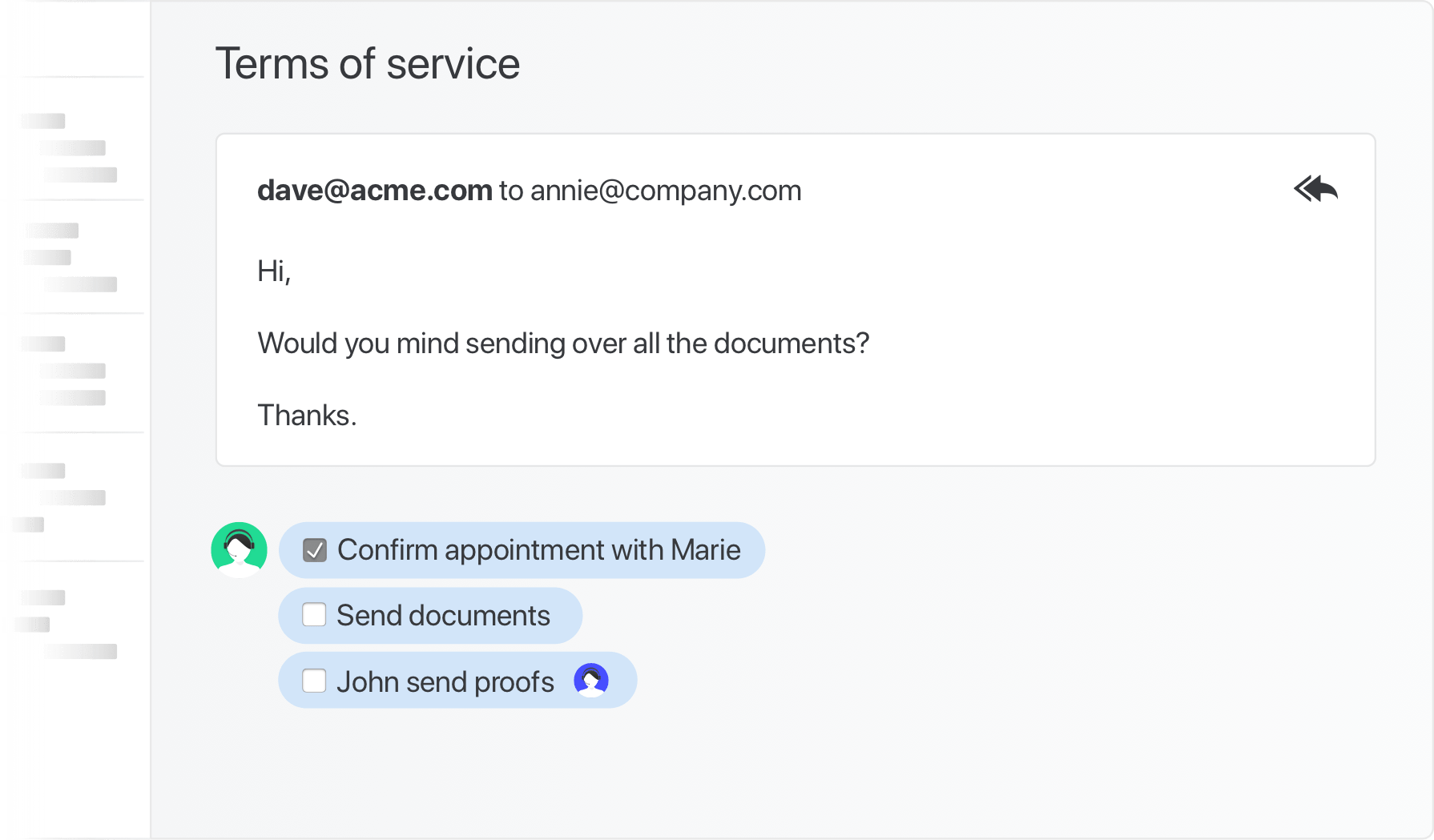 Tasks and assignment in a shared inbox in Missive