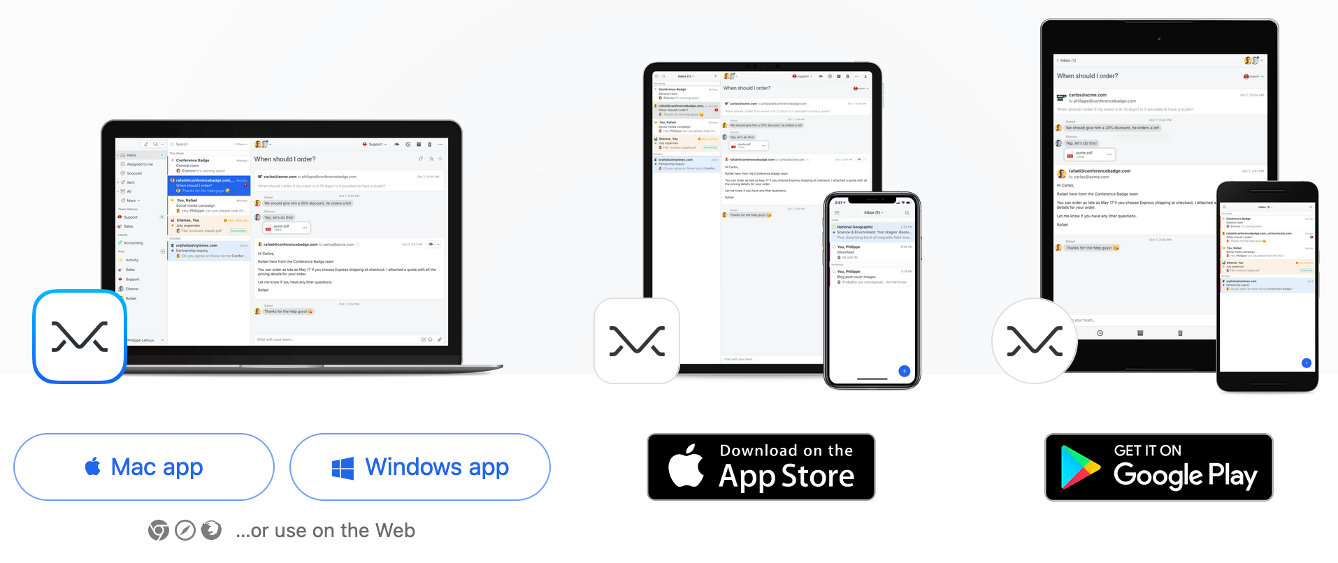 Missive on Mac, Windows, web, iOS, and Android