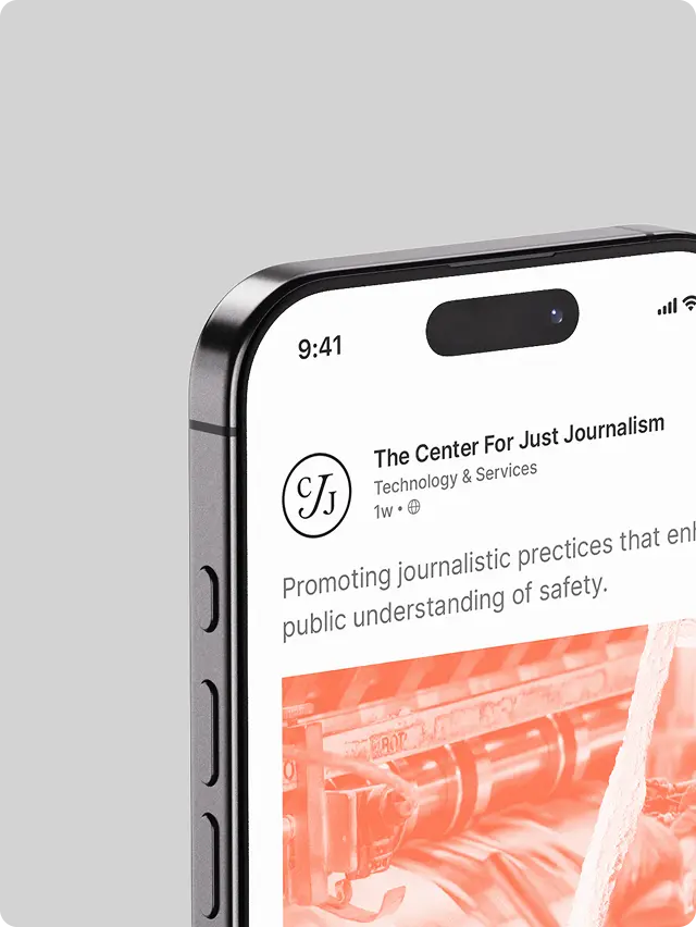 We shaped the Center for Just Journalism’s brand to reflect authority, integrity, and clarity. Its visual identity communicates credibility while remaining accessible, a bridge between academic rigor and newsroom urgency. The mark, color palette, and typographic system support both gravitas and openness, reinforcing a promise: here is a brand journalists can lean on.