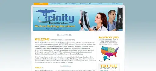 Trinity Medical Consultants' website focused on permanent radiology recruitment.