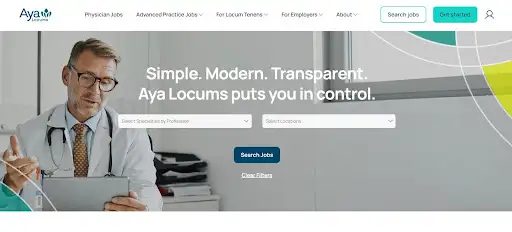 Aya Locums physician staffing platform supporting hospitals with interventional radiology coverage.