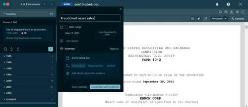 Screenshot of document being synced between DISCO Ediscovery and DISCO Timelines