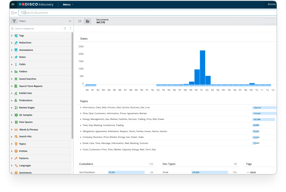 Screenshot of AI legal document review features using Cecilia AI auto review”